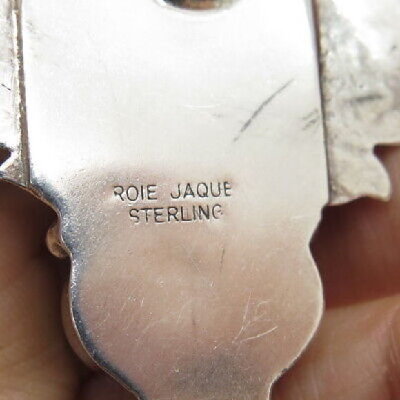 ROIE JAQUE NAVAJO Old Pawn 925 Sterling Silver Peacock Turquoise Eagle Pendant - Picture 6 of 6